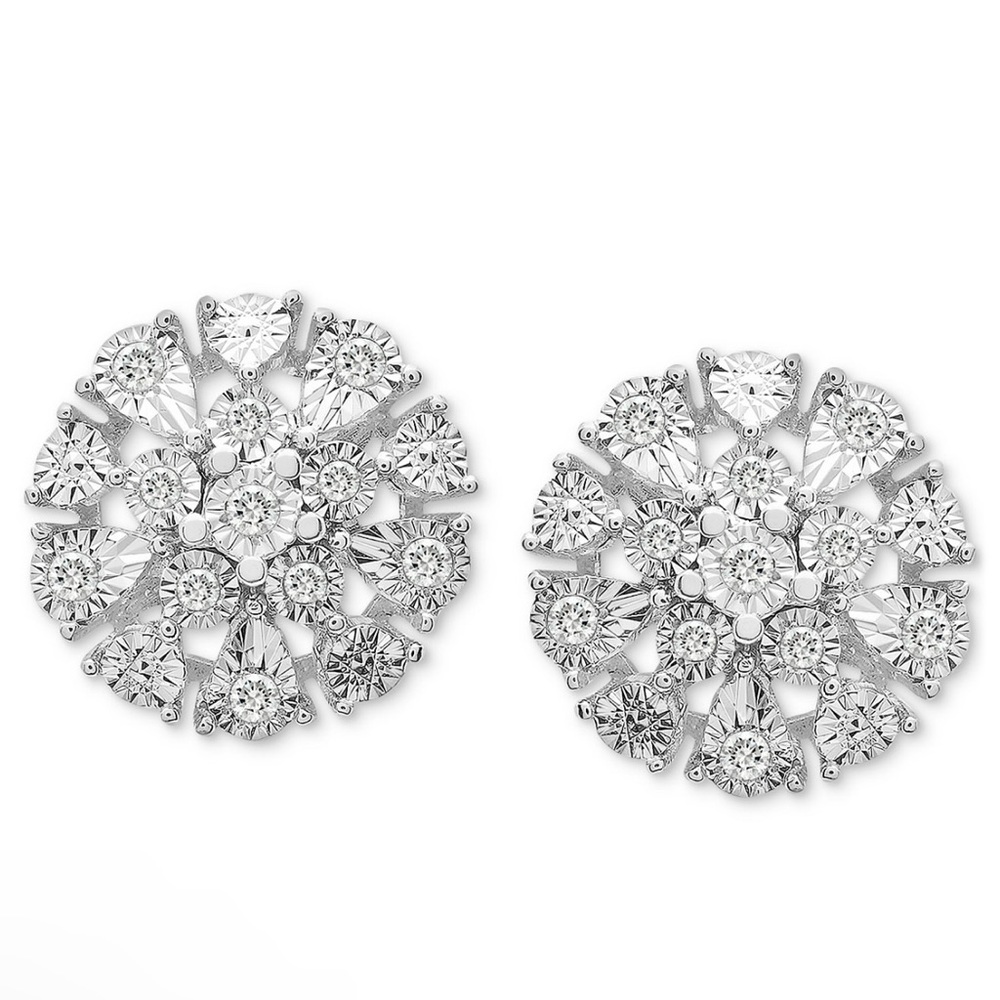 NEW Diamond Flower Burst Earrings - Picture 6 of 9